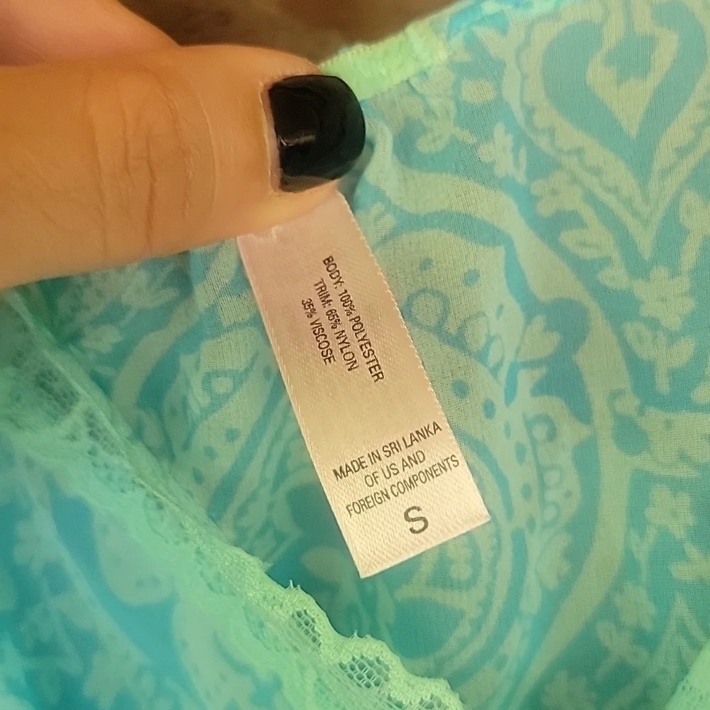Victoria's Secret Aqua Lace Trim Fly Away Babydoll Size Small